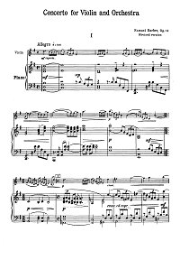 Barber - Violin concerto op.14 - Piano part - First page